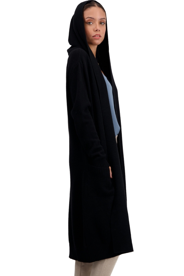 Cashmere ladies dresses coats thonon black 3xl