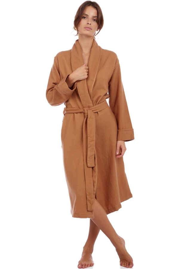 Cashmere ladies dressing gown mylady camel desert s2