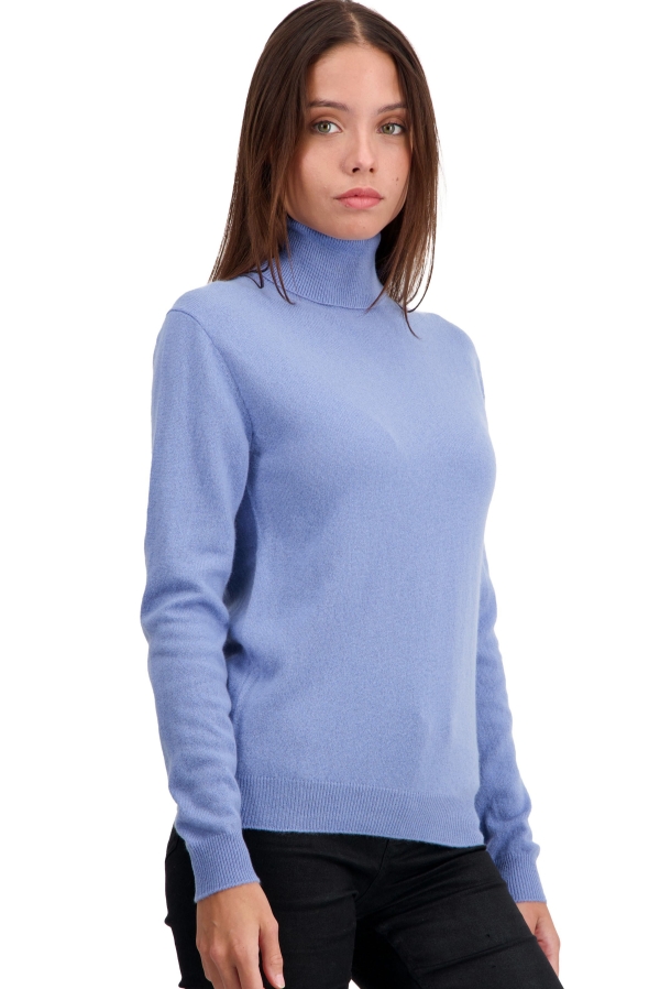 Cashmere ladies roll neck tale first light blue m