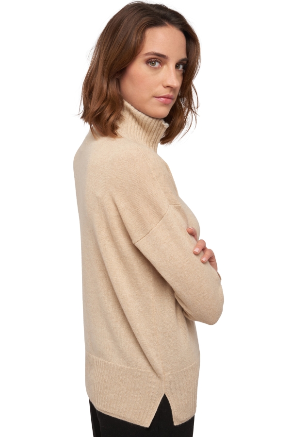 Cashmere ladies roll neck wallaby natural beige m