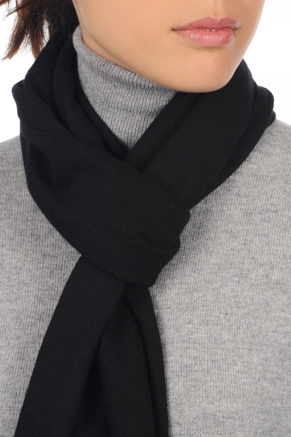 Cashmere ladies scarves mufflers ozone black 160 x 30 cm
