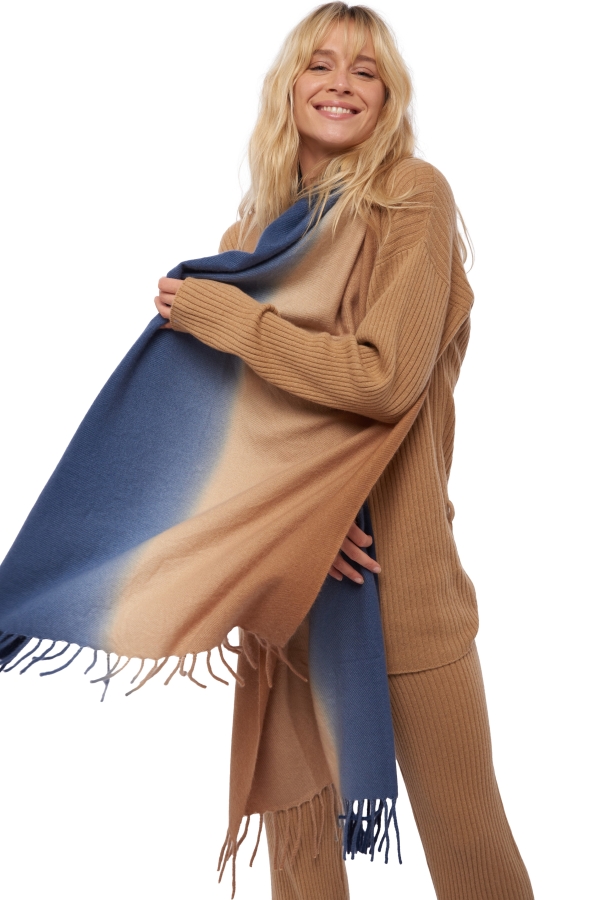 Cashmere ladies scarves mufflers vaasa camel dress blue 200 x 70 cm