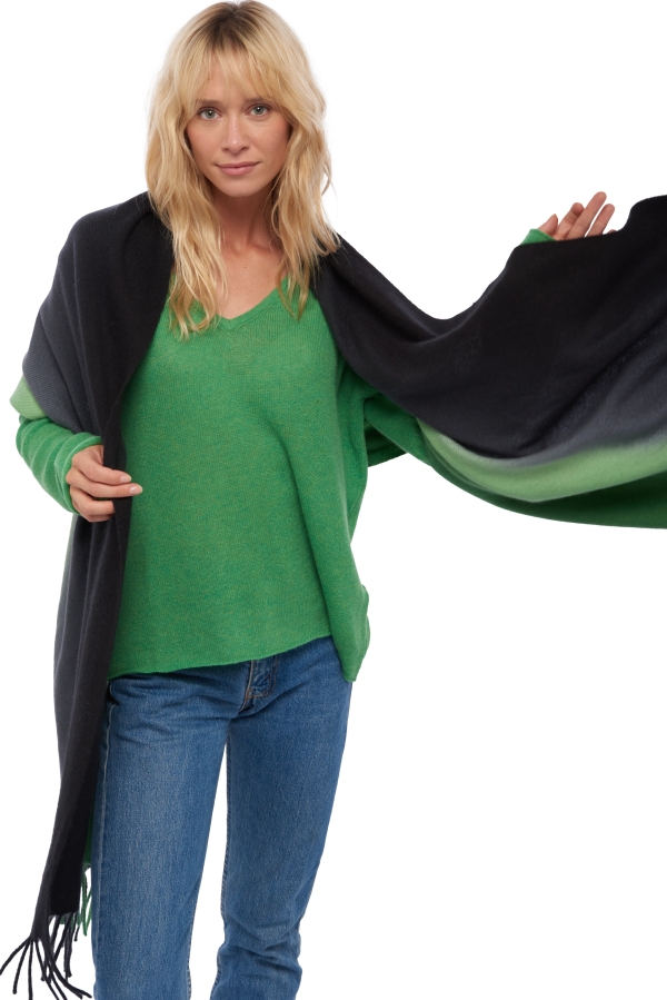 Cashmere ladies shawls vaasa basil black 200 x 70 cm