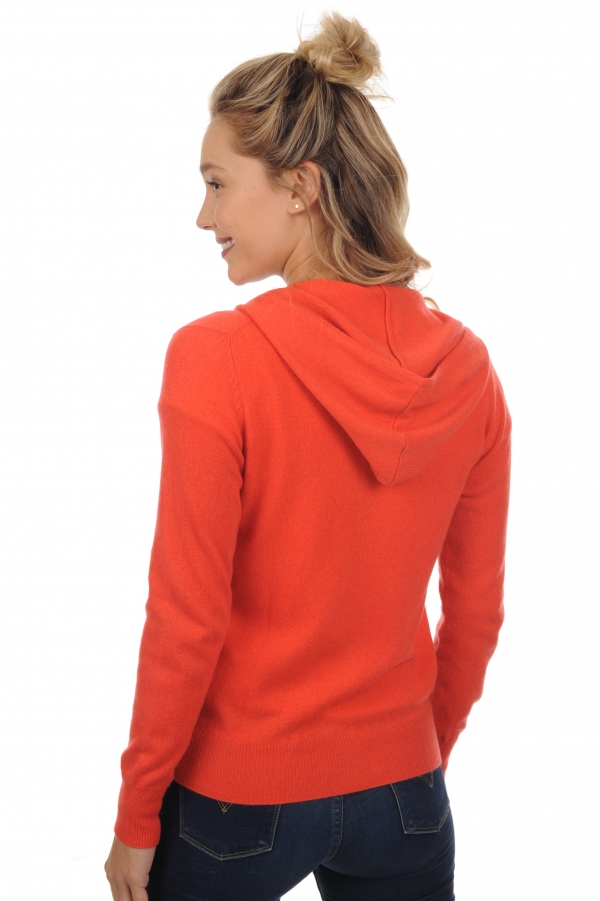 Cashmere ladies zip hood louanne coral xs
