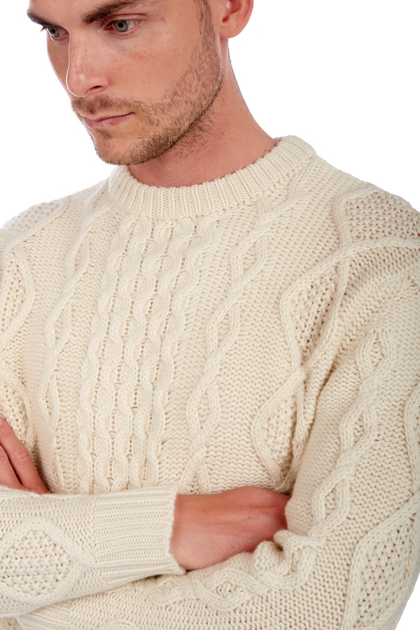 Cashmere men chunky sweater acharnes natural ecru 4xl
