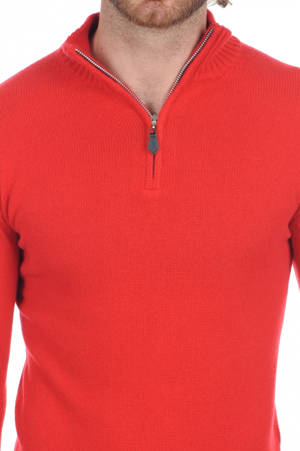 Cashmere men chunky sweater donovan premium tango red l