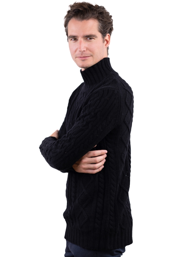Cashmere men chunky sweater platon black 4xl