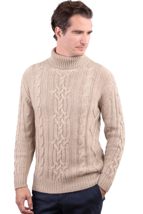 Cashmere men chunky sweater platon natural stone m