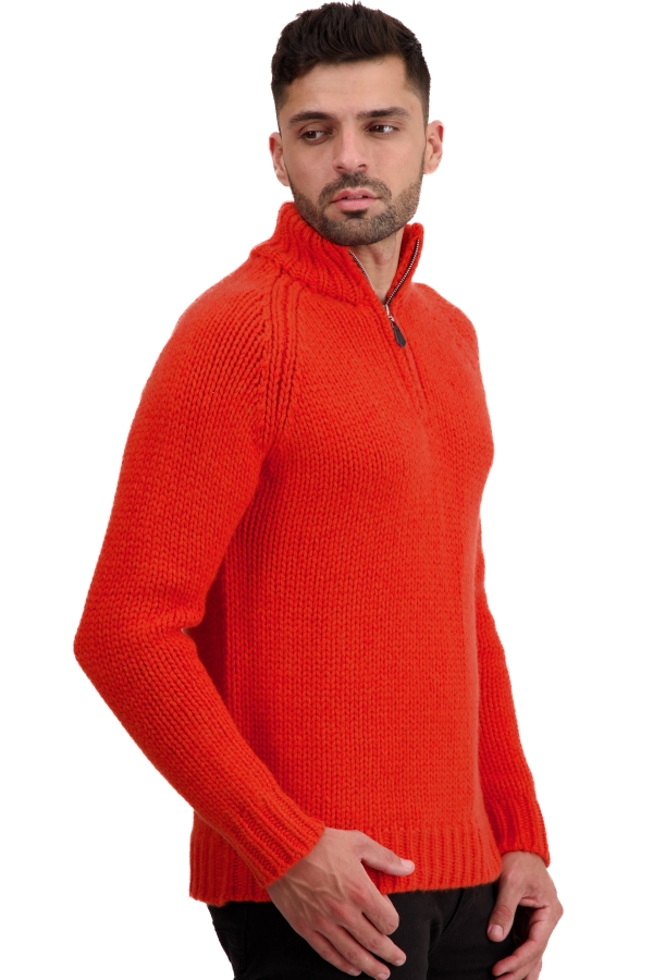 Cashmere men chunky sweater tripoli bloody orange paprika 4xl