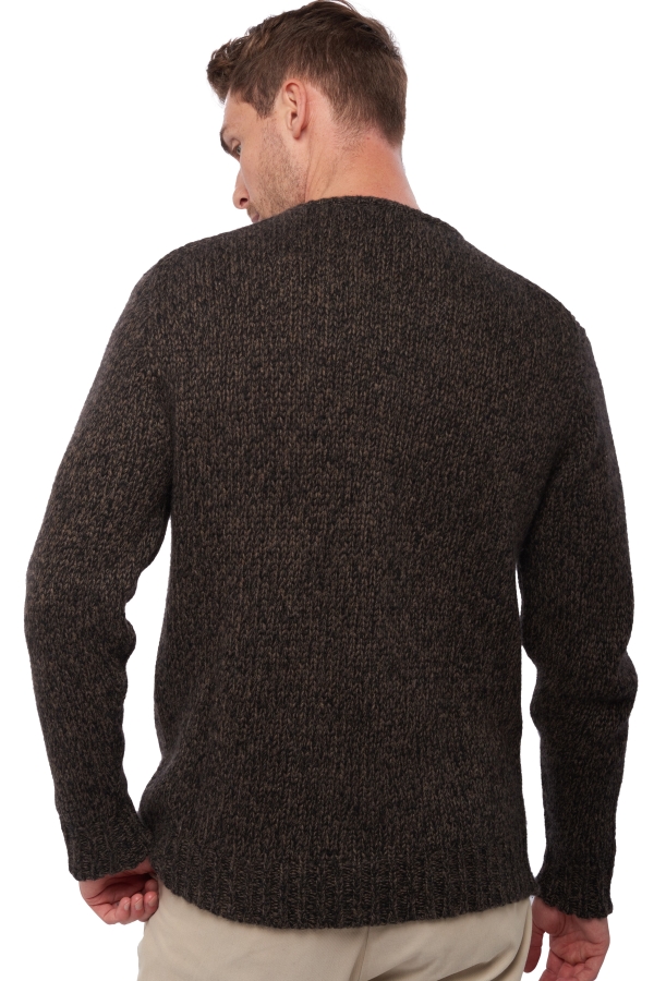 Cashmere men chunky sweater verdun black marron chine 3xl
