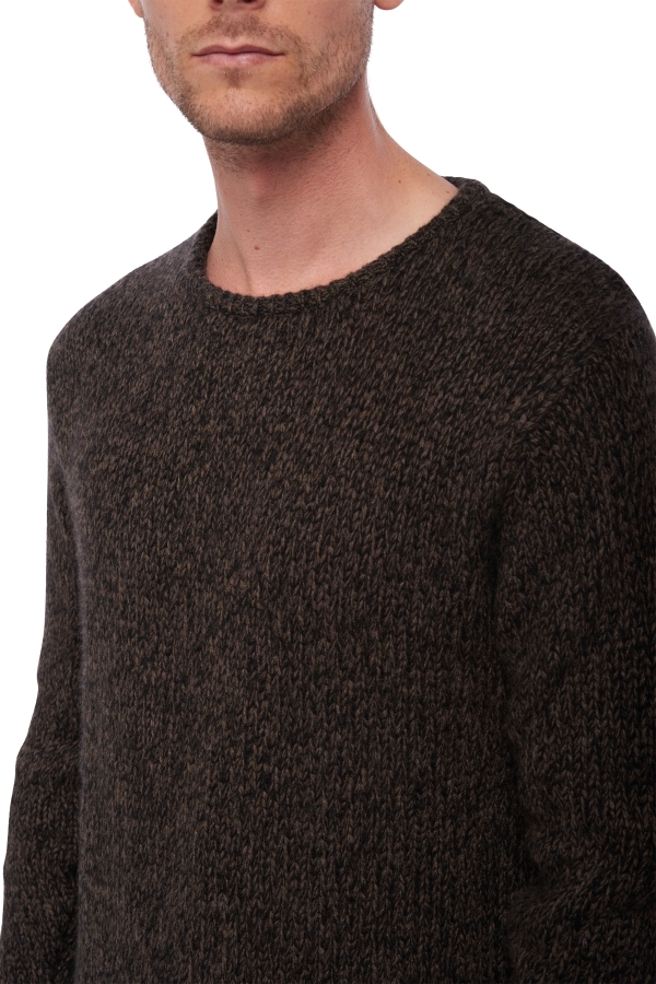 Cashmere men chunky sweater verdun black marron chine s