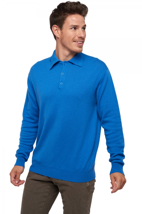 Cashmere men polo style sweaters alexandre tetbury blue l
