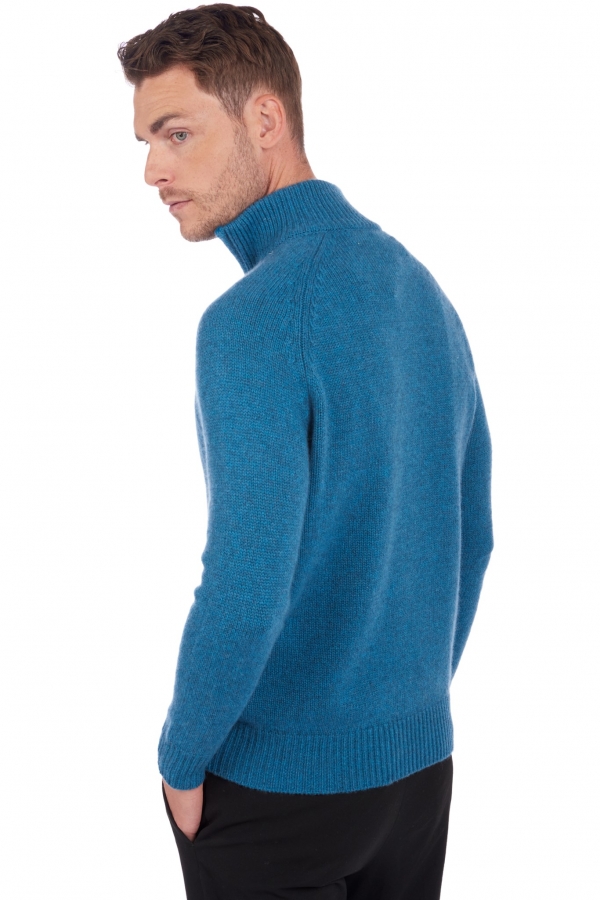 Cashmere men polo style sweaters angers manor blue canard blue m