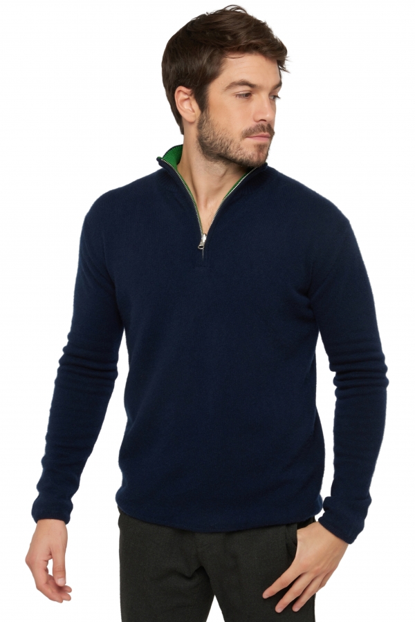 Cashmere men polo style sweaters cilio dress blue basil 2xl