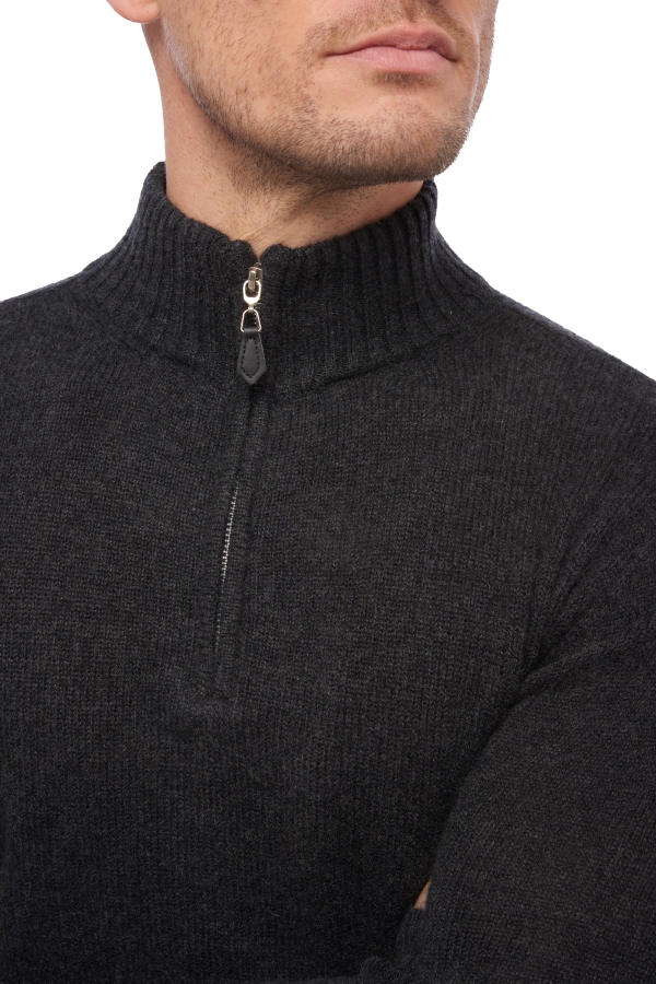Cashmere men polo style sweaters donovan charcoal marl l