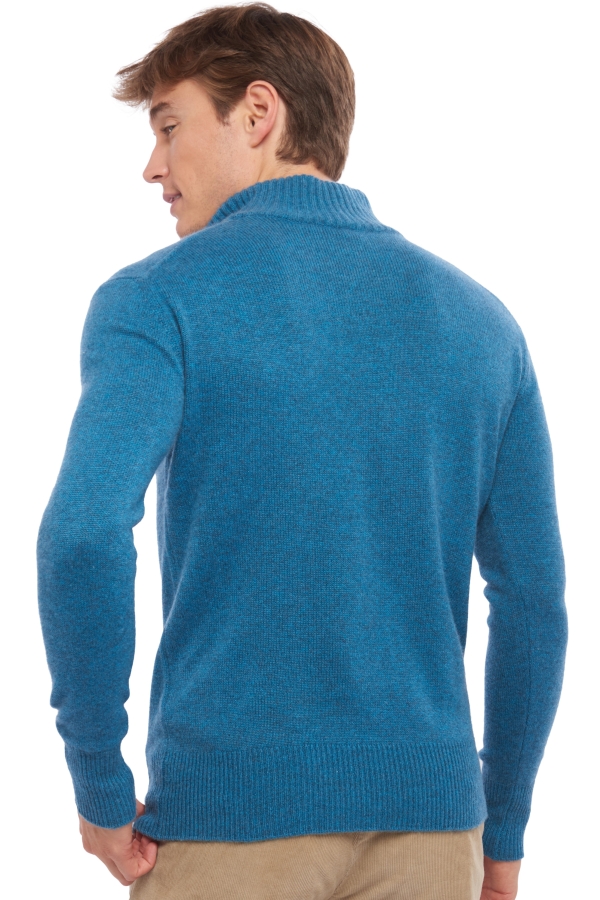 Cashmere men polo style sweaters donovan manor blue m