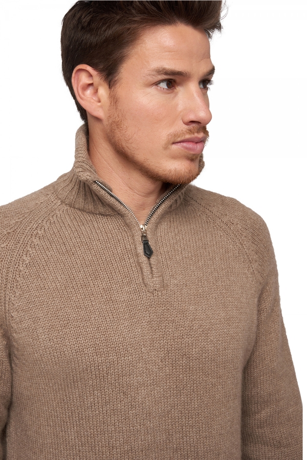 Cashmere men polo style sweaters donovan natural brown 3xl