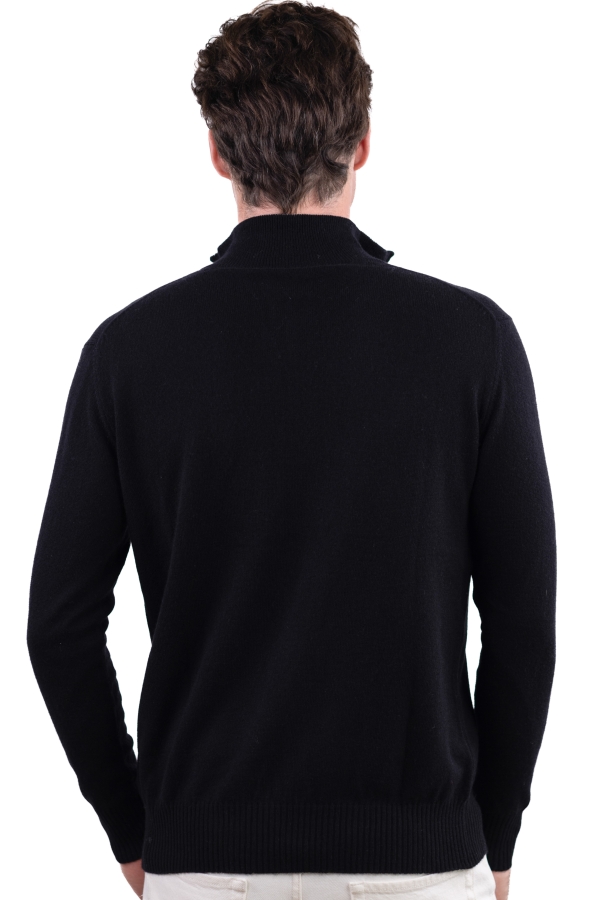 Cashmere men polo style sweaters henri black flanelle chine 4xl
