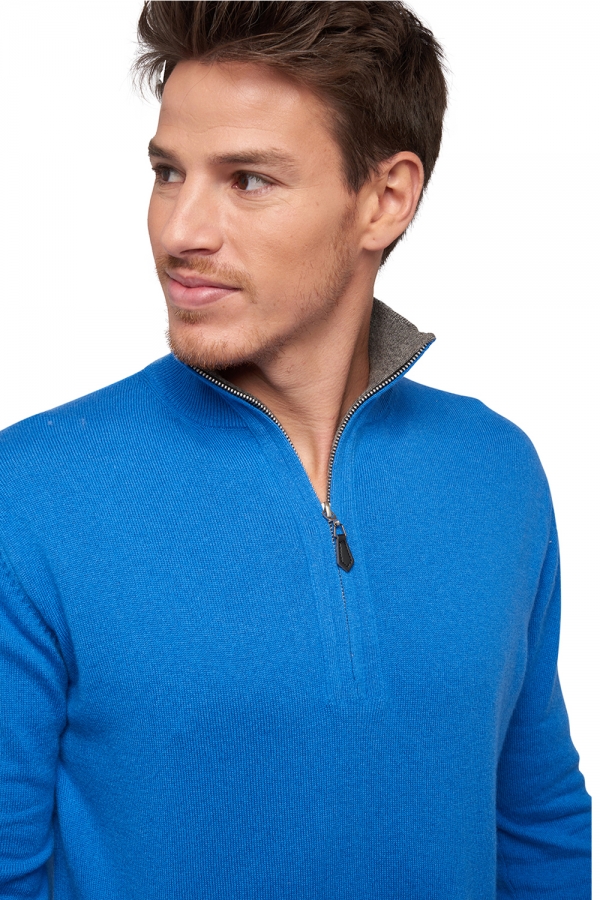Cashmere men polo style sweaters henri tetbury blue dove chine 4xl