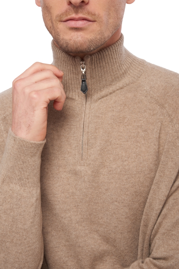 Cashmere men polo style sweaters natural vez natural brown s