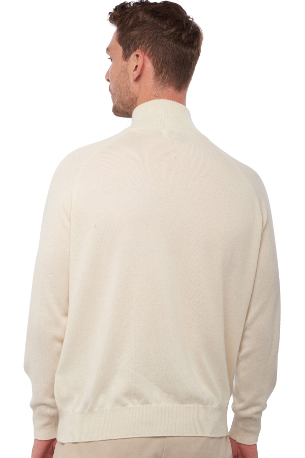 Cashmere men polo style sweaters natural vez natural ecru s