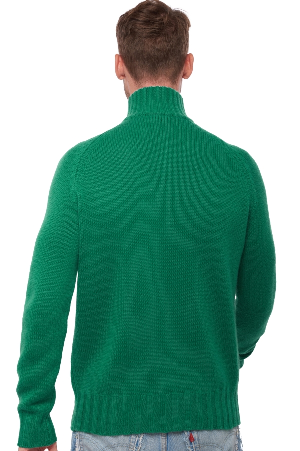 Cashmere men polo style sweaters olivier evergreen flanelle chine s