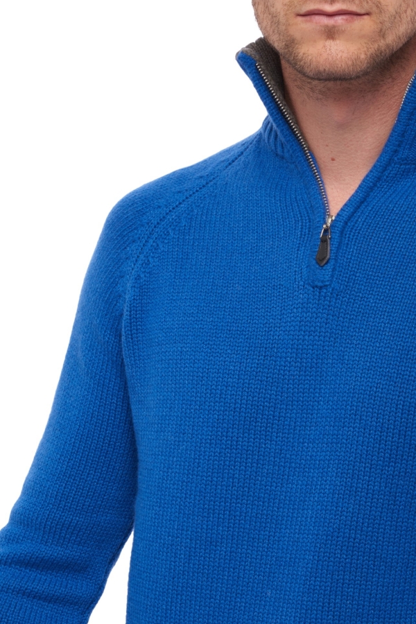 Cashmere men polo style sweaters olivier lapis blue dove chine s