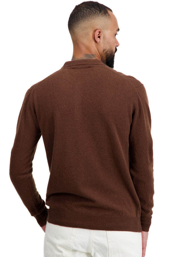 Cashmere men polo style sweaters tarn first dark camel 2xl