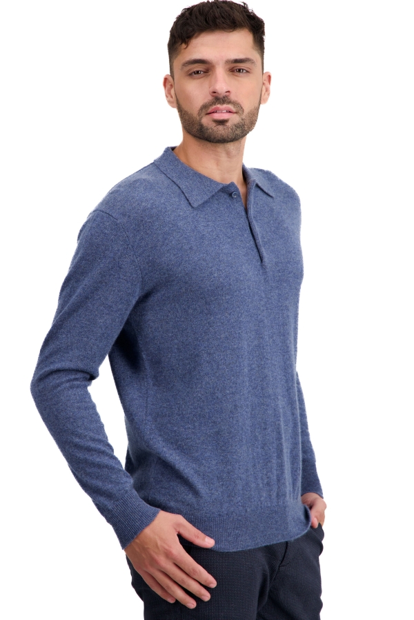Cashmere men polo style sweaters tarn first nordic blue 3xl