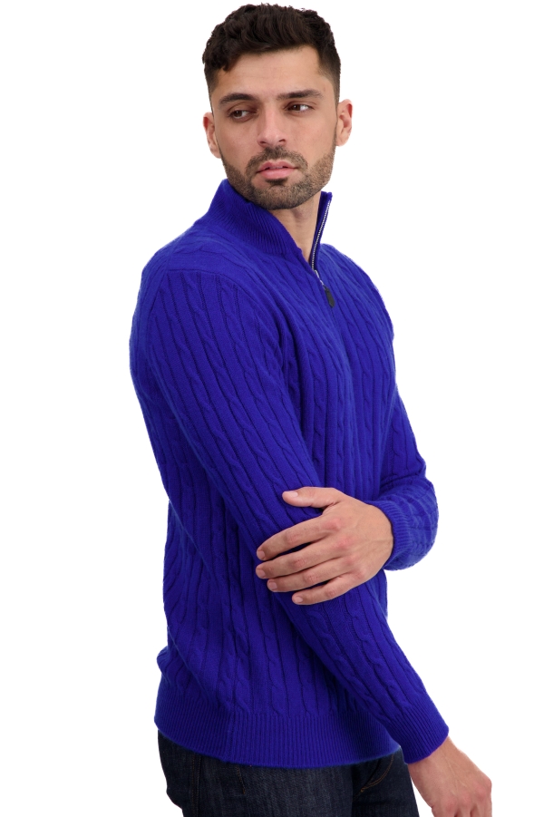 Cashmere men polo style sweaters taurus bleu regata 3xl
