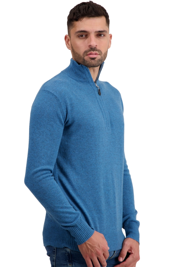 Cashmere men polo style sweaters toulon first manor blue l