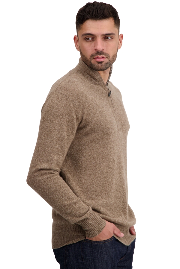 Cashmere men polo style sweaters toulon first tan marl xl