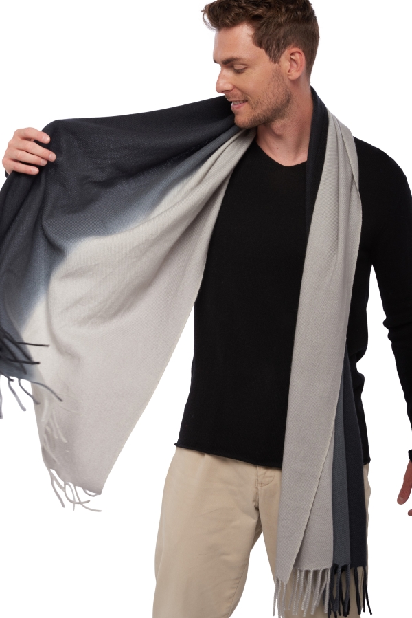 Cashmere men scarves mufflers vaasa black flanelle chine 200 x 70 cm