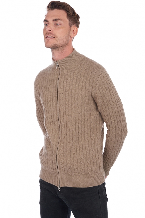 Cashmere men waistcoat sleeveless sweaters aix natural brown m