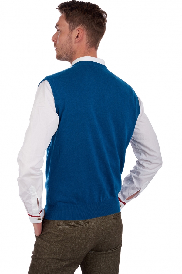 Cashmere men waistcoat sleeveless sweaters balthazar canard blue 2xl