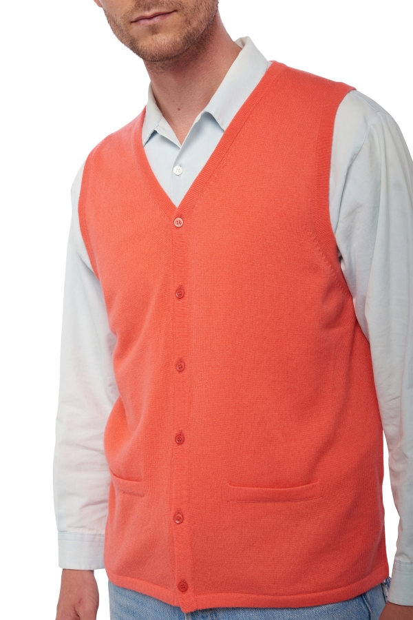Cashmere men waistcoat sleeveless sweaters basile coral 4xl