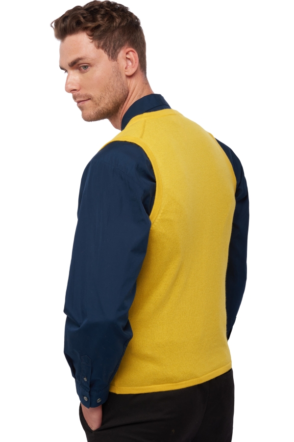 Cashmere men waistcoat sleeveless sweaters basile cyber yellow l