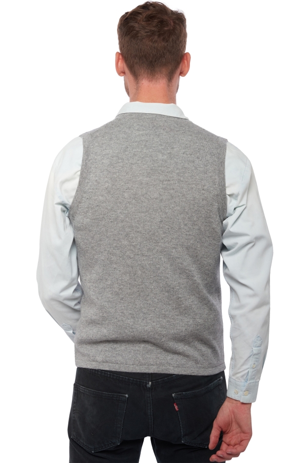 Cashmere men waistcoat sleeveless sweaters basile grey marl m