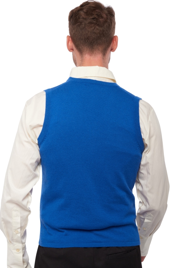 Cashmere men waistcoat sleeveless sweaters basile lapis blue 4xl