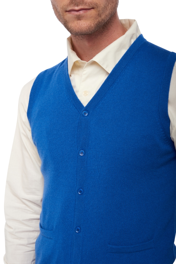 Cashmere men waistcoat sleeveless sweaters basile lapis blue s
