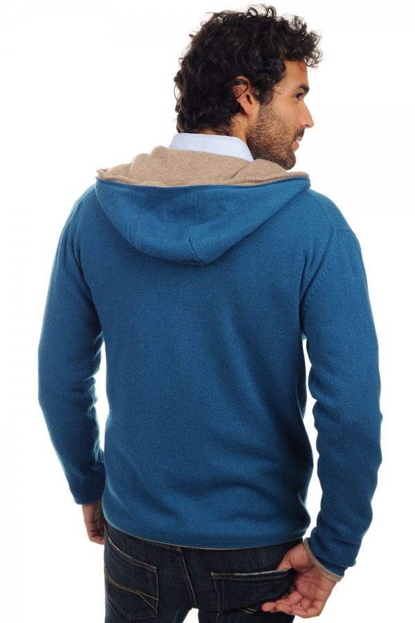 Cashmere men waistcoat sleeveless sweaters carson canard blue natural brown xs