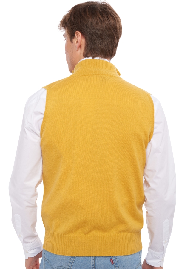 Cashmere men waistcoat sleeveless sweaters dali mustard 3xl