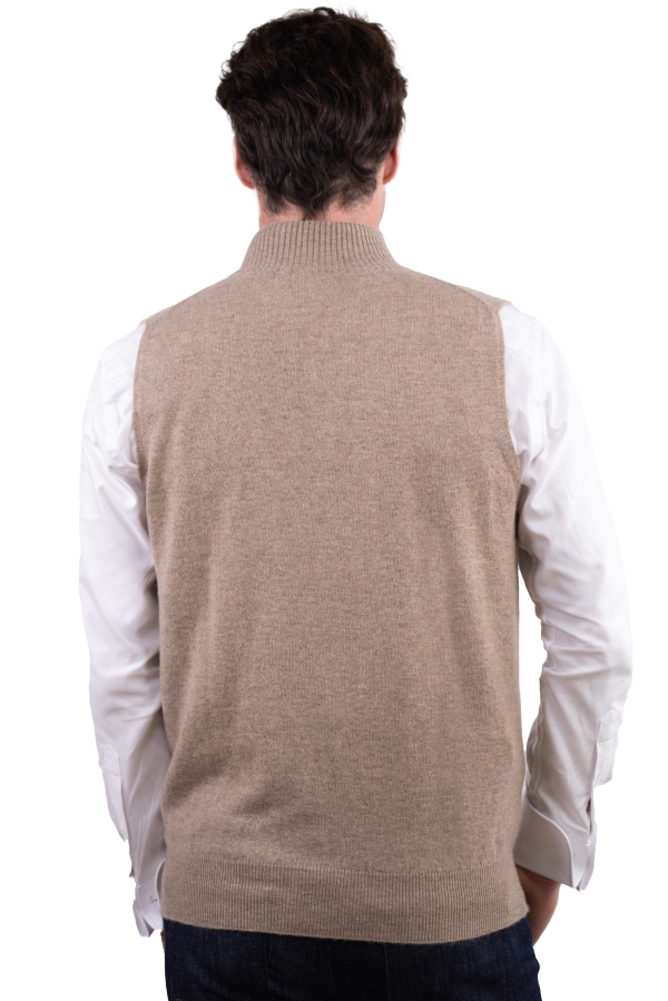 Cashmere men waistcoat sleeveless sweaters texas natural brown l