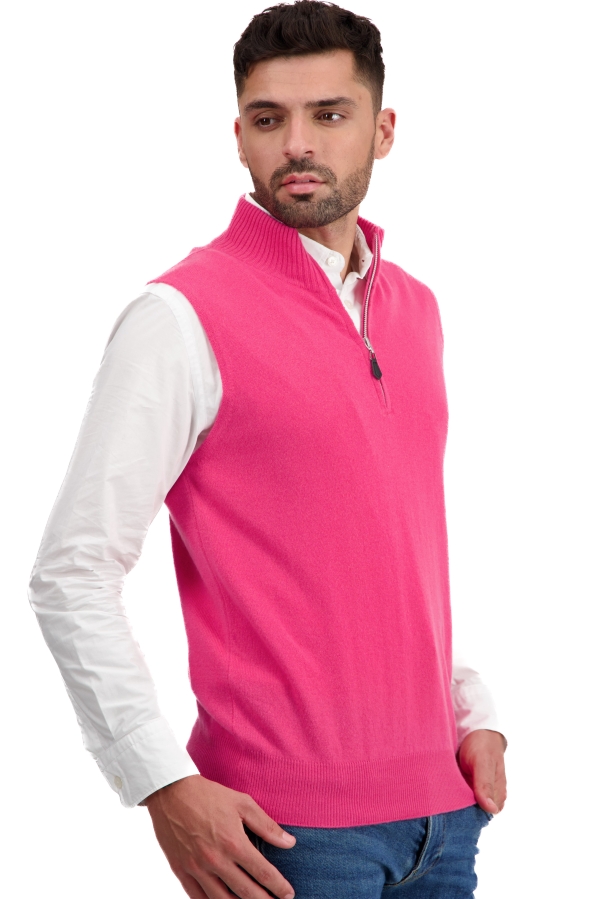 Cashmere men waistcoat sleeveless sweaters texas shocking pink s