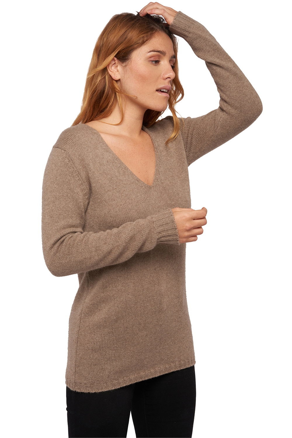  ladies chunky sweater natural vava natural brown m