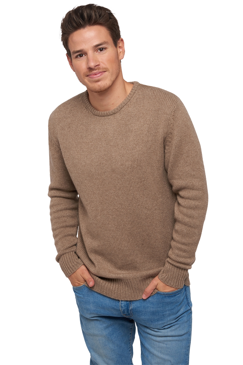  men chunky sweater natural bibi natural brown 2xl