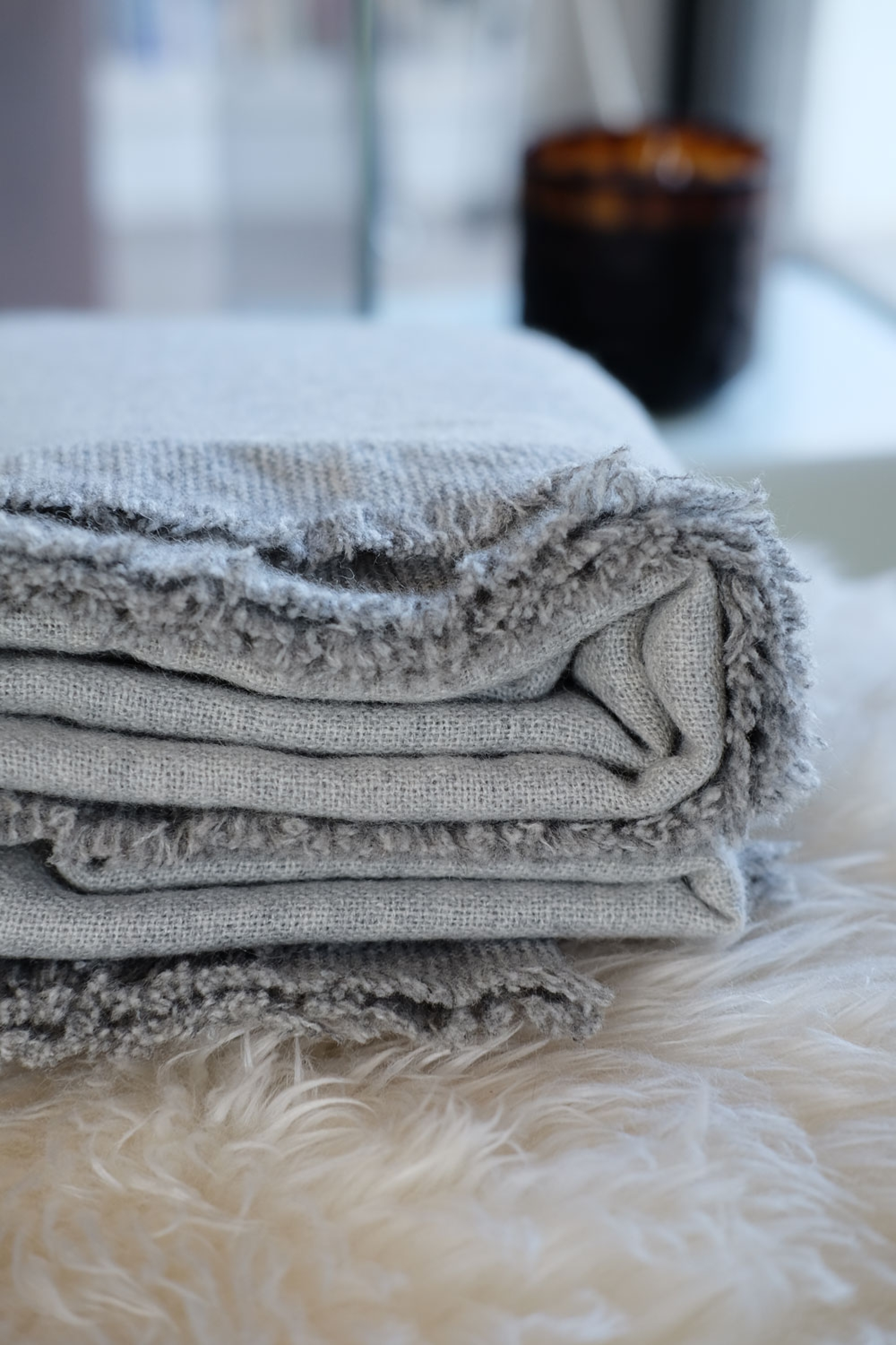 Cashmere accessories cocooning fougere 125 x 175 grey marl flanelle chine 125 x 175