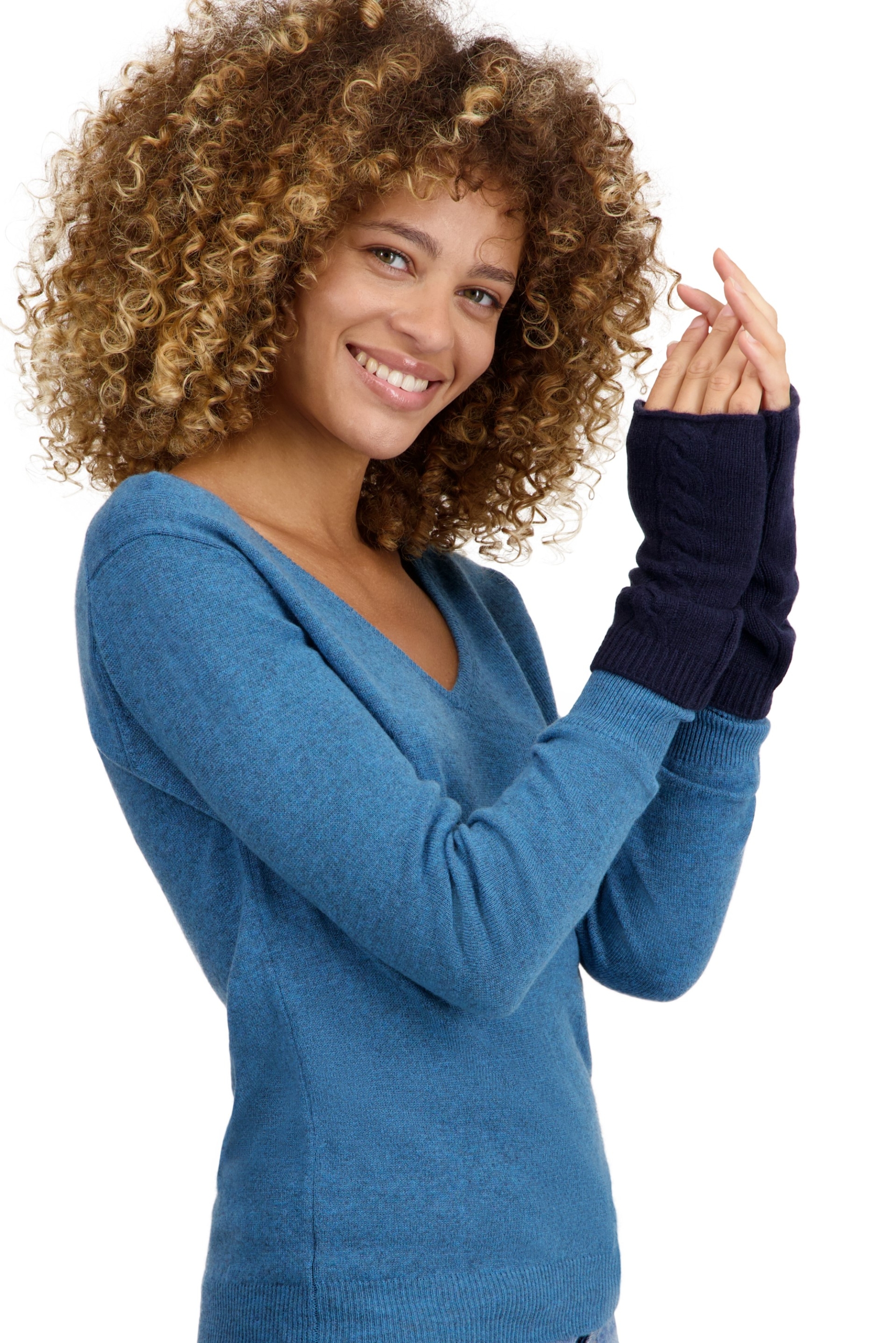 Cashmere accessories gloves tiktak dress blue one size