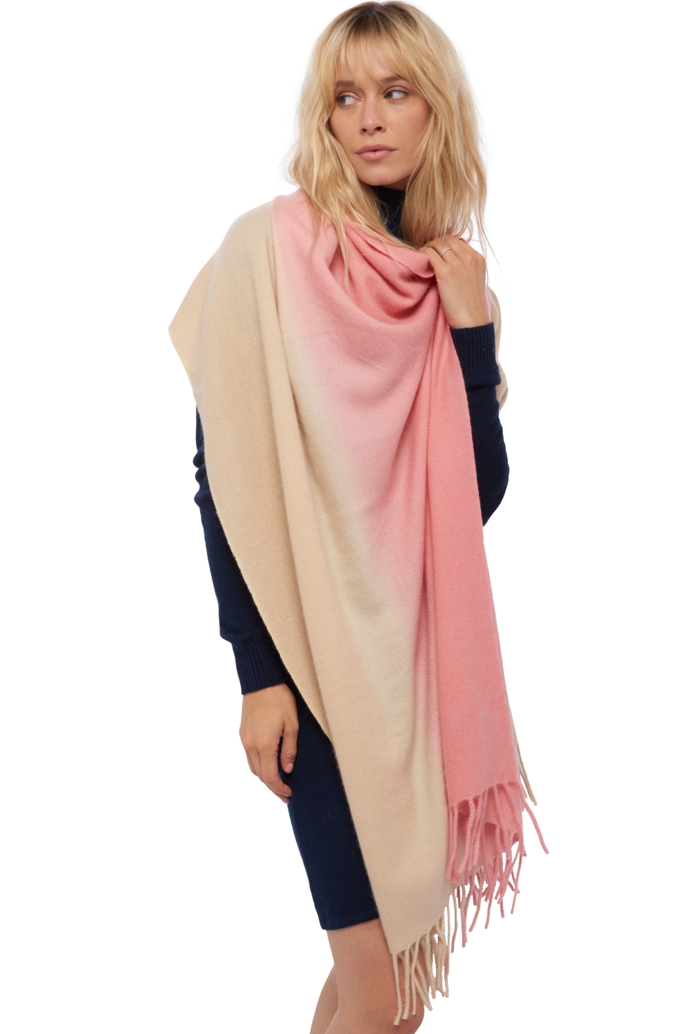 Cashmere accessories scarves  mufflers vaasa natural beige   peach 200 x 70 cm