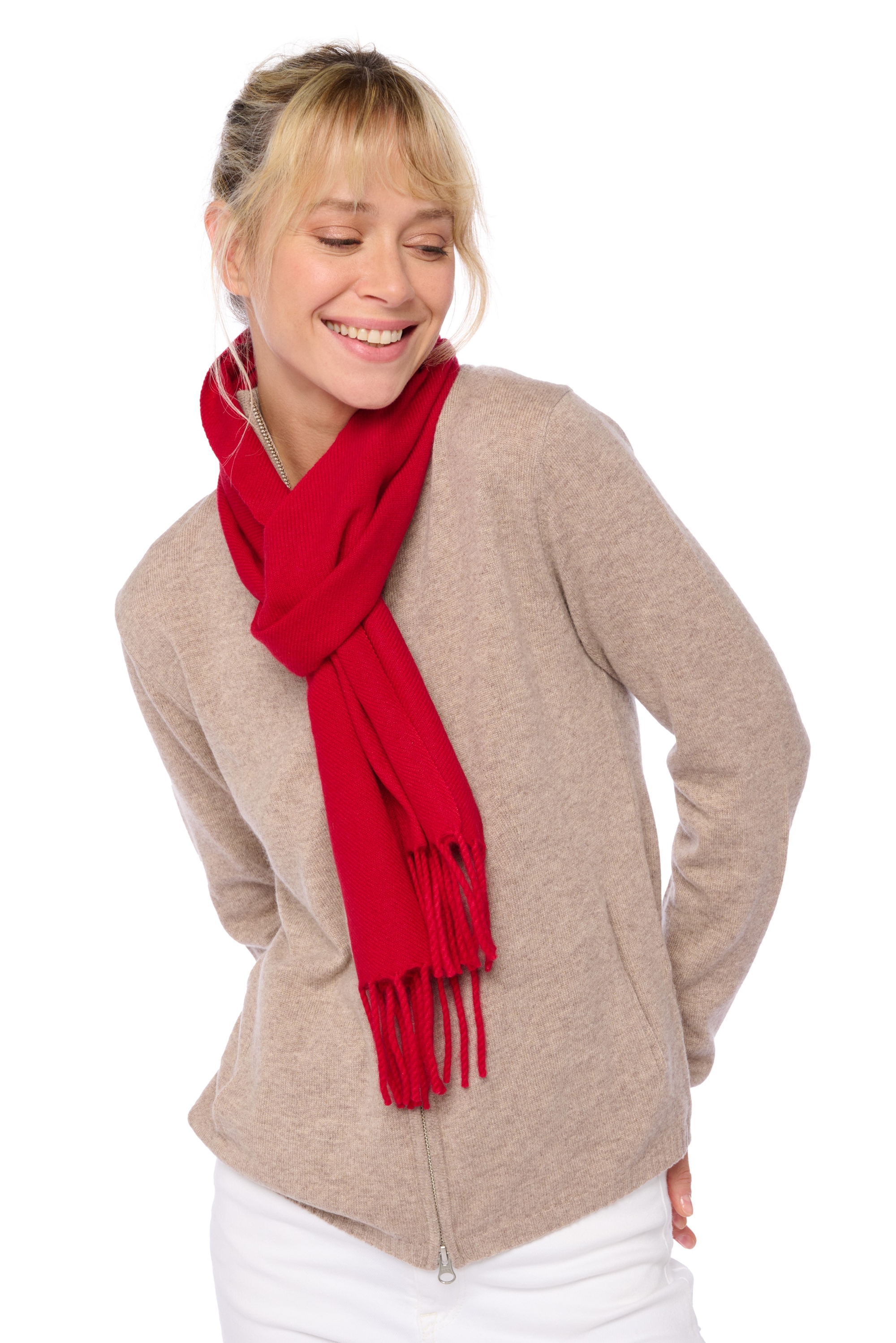 Cashmere accessories scarves mufflers kazu170 deep red 170 x 25 cm